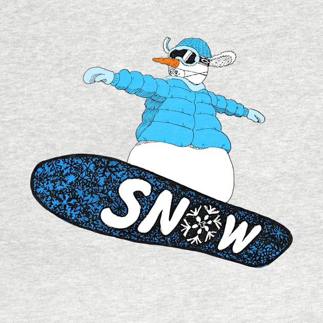 snowman on the board (blue) by justduick